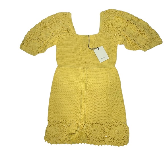 NWT Spell Let The Sunshine In Crochet Mini Dress in Lemon s - Picture 6 of 16